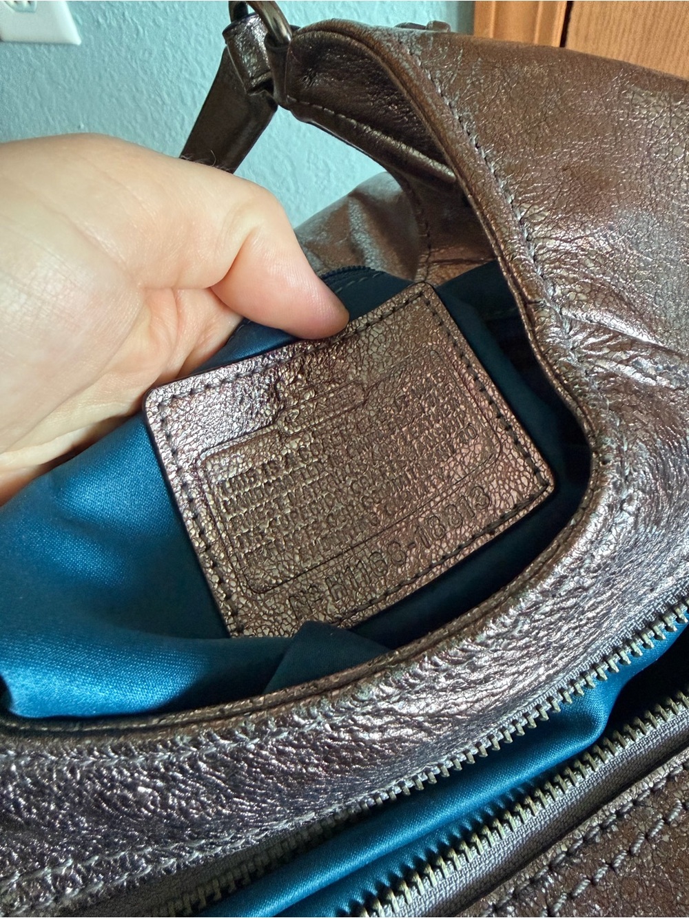 Sparkling Coach Madison Maggie Metallic Leather Hobo Bag - Picture 6 of 10